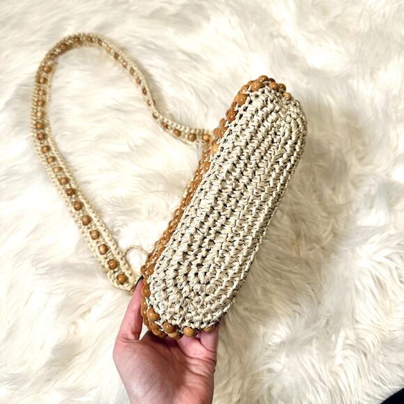 Vintage Wooden Hand Beaded Boho Shoulder Bag - Picture 6 of 7